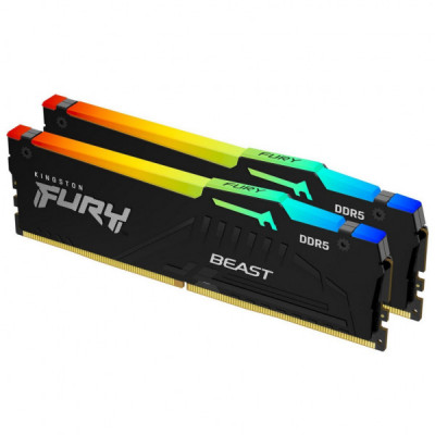 Модуль пам'яті для комп'ютера DDR5 32GB (2x16GB) 5600 MHz FURY Beast RGB Kingston Fury (ex.HyperX) (KF556C40BBAK2-32)