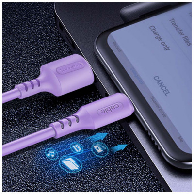 Дата кабель USB 2.0 AM to Micro 5P 1.0m soft silicone violet ColorWay (CW-CBUM044-PU)