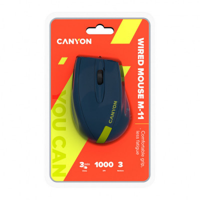 Мишка Canyon M-11 USB Blue/Yellow (CNE-CMS11BY)