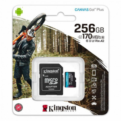 Карта пам'яті Kingston 256GB microSDXC class 10 UHS-I U3 A2 Canvas Go Plus (SDCG3/256GB)