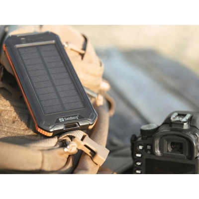 Батарея універсальна Sandberg 10000 mAh, Solar:5V/250mA, power-through, IP54, flashlight (420-72)