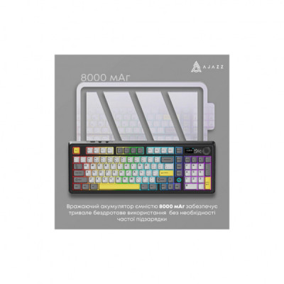 Клавіатура Ajazz AK980 Clear Sky Switch RGB Wireless/Bluetooth/USB Black (AK980-CS-BGY)
