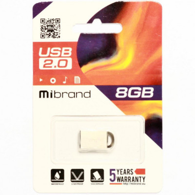 USB флеш накопичувач Mibrand 8GB lynx Silver USB 2.0 (MI2.0/LY8M2S)