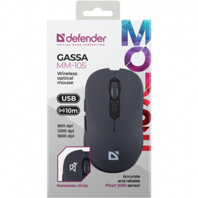 Мишка Defender Gassa MM-105 Wireless Black (52105) Мишка Defender Gassa MM-105 Wireless Black (52105)