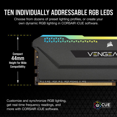 Модуль пам'яті для комп'ютера DDR4 32GB (2x16GB) 3200 MHz Vengeance RGB PRO SL Black Corsair (CMH32GX4M2Z3200C16)