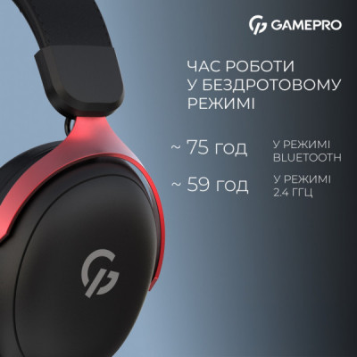 Навушники GamePro Asgard Freya Pro Wireless Black/Red (HSW201BR)
