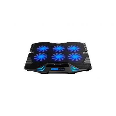 Підставка до ноутбука IceCoorel 10-17", 6*70mm 1800 RPM, 2*USB, + LCD, 365*297*30mm, Black (K8)