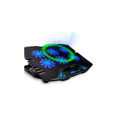Підставка до ноутбука IceCoorel 10-17", 6*70mm 1800 RPM, 2*USB, + LCD, 365*297*30mm, Black (K8)