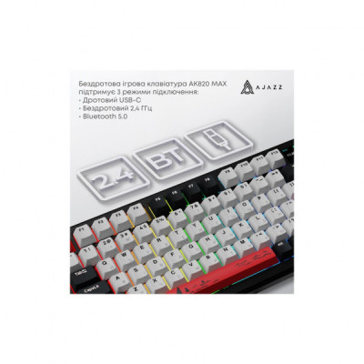 Клавіатура Ajazz AK820 MAX Avocado Switch Black RGB USB/Wireless/Bluetooth UA Black (AK820MAX-AS-BG)