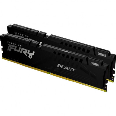 Модуль пам'яті для комп'ютера DDR5 16GB (2x8GB) 4800 MHz Beast Black Kingston Fury (ex.HyperX) (KF548C38BBK2-16)