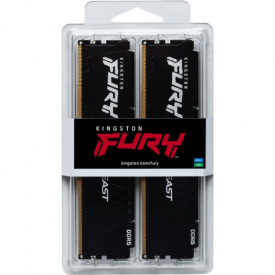 Модуль пам'яті для комп'ютера DDR5 16GB (2x8GB) 4800 MHz Beast Black Kingston Fury (ex.HyperX) (KF548C38BBK2-16)