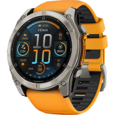 Смарт-годинник Garmin fenix 8 51mm, AMOLED, Saph, Ti/Bare/Grpht, SparkOrg/GrphtBd, (010-02905-11)