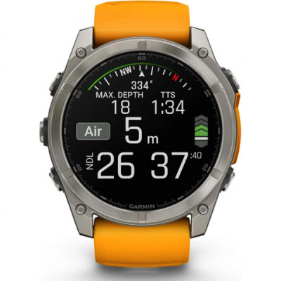 Смарт-годинник Garmin fenix 8 51mm, AMOLED, Saph, Ti/Bare/Grpht, SparkOrg/GrphtBd, (010-02905-11)