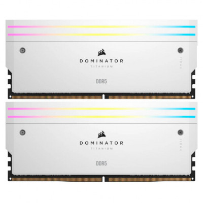 Модуль пам'яті для комп'ютера DDR5 32GB (2x16GB) 6000 MHz Dominator Titanium RGB White Corsair (CMP32GX5M2B6000C30W)