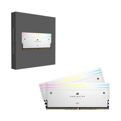 Модуль пам'яті для комп'ютера DDR5 32GB (2x16GB) 6000 MHz Dominator Titanium RGB White Corsair (CMP32GX5M2B6000C30W)