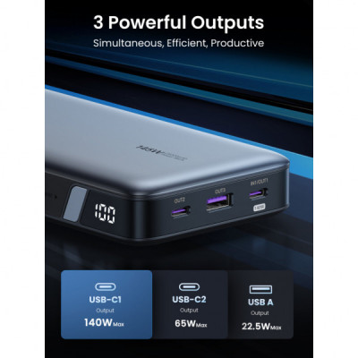 Батарея універсальна Ugreen 25000mAh 145W Two-way PD 3.1 grey (PB205)