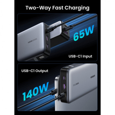 Батарея універсальна Ugreen 25000mAh 145W Two-way PD 3.1 grey (PB205)