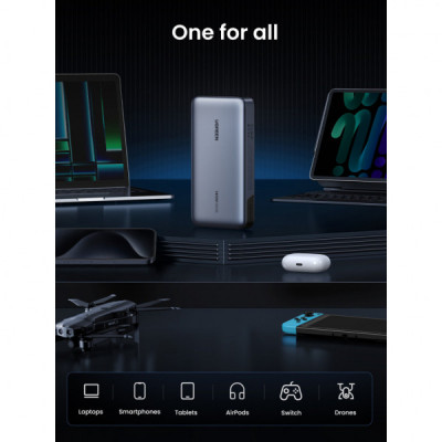 Батарея універсальна Ugreen 25000mAh 145W Two-way PD 3.1 grey (PB205)