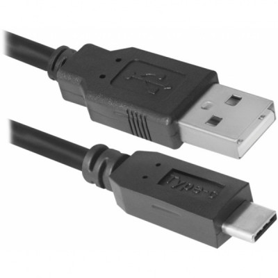 Дата кабель USB 2.0 AM to Type-C 1.0m USB09-03PRO black Defender (87492)