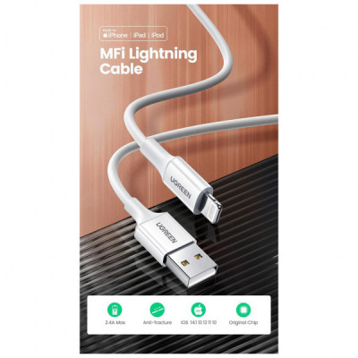 Дата кабель USB 2.0 AM to Lightning 1.5m US155 MFI White Ugreen (US155/80315)