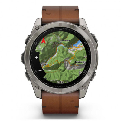 Смарт-годинник Garmin fenix 8 51mm,AMOLED,Sapphire, Bare Ti, Blk/Chsnt Lthr (010-02905-40)