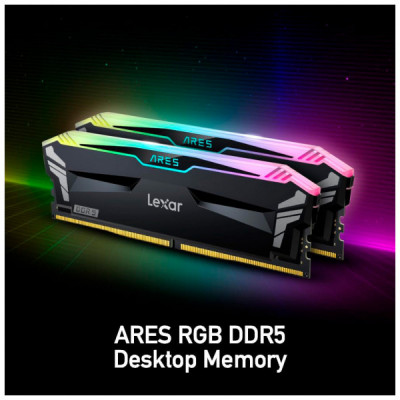 Модуль пам'яті для комп'ютера DDR5 32GB (2x16GB) 7200 MHz Ares RGB Black Lexar (LD5U16G72C34LA-RGD)