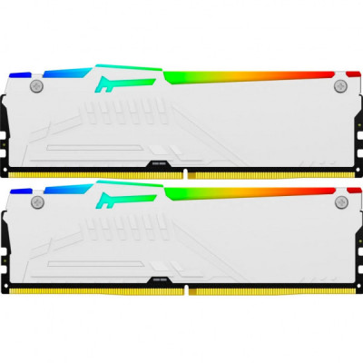 Модуль пам'яті для комп'ютера DDR5 64GB (2x32GB) 5600 MHz FURY Beast White RGB Kingston Fury (ex.HyperX) (KF556C40BWAK2-64)