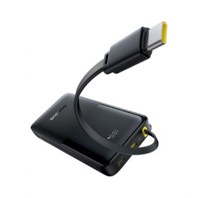 Батарея універсальна Baseus Bipow 2 Digital Display 10000mAh 20W with Built-in USB-C Cable Black (P10077101113-00)