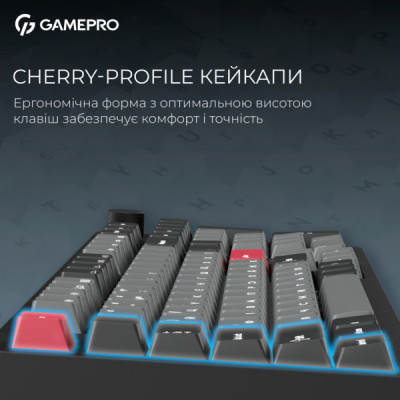 Клавіатура GamePro Asgard Drakkar Keychron Super Red Switch Wireless/Bluetooth/USB UA Black (MK305BK)