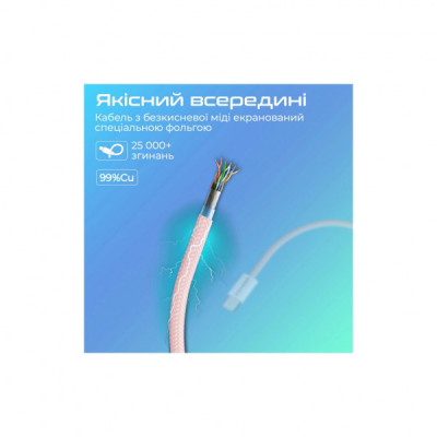Дата кабель USB-C to USB-C ecoline-cc200.pink Promate (ecoline-cc200.pink)