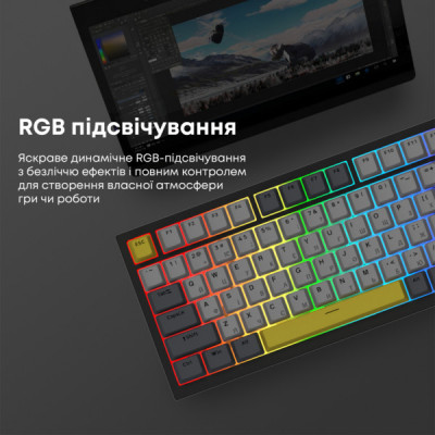 Клавіатура Ajazz AK820 Sea Salt Switch RGB USB-C UA Black (AK820-SS-BGY)