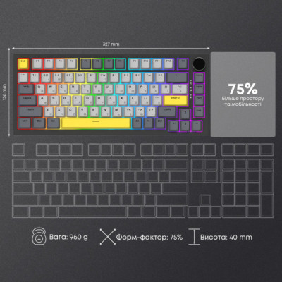 Клавіатура Ajazz AK820 Sea Salt Switch RGB USB-C UA Black (AK820-SS-BGY)