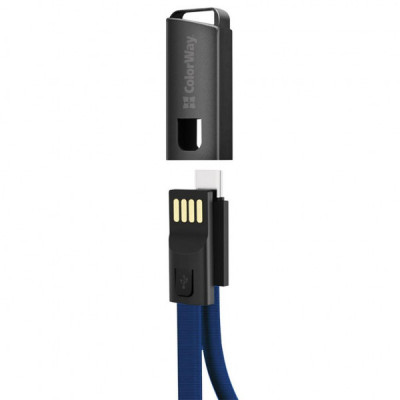 Дата кабель USB 2.0 AM to Type-C 0.22m blue ColorWay (CW-CBUC023-BL)
