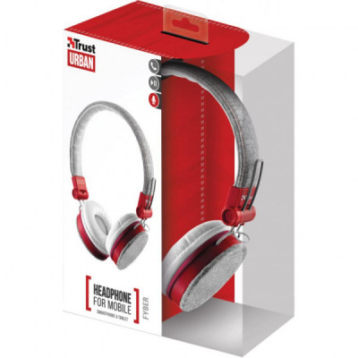 Навушники Trust Urban Revolt Fyber Headphone Grey-Red (20073)