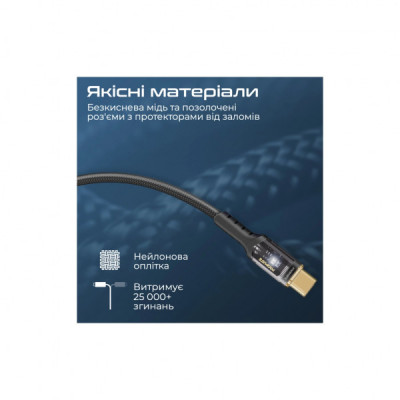 Дата кабель USB-C to USB-C lucidline-cc200.black Promate (lucidline-cc200.black)