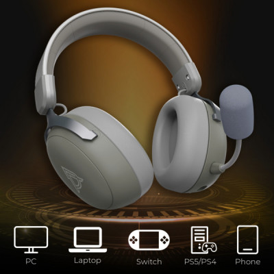 Навушники Ajazz AHM08 MAX 3-Mode Grey (AHM08-MAX-GW)