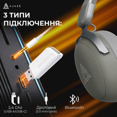 Навушники Ajazz AHM08 MAX 3-Mode Grey (AHM08-MAX-GW)