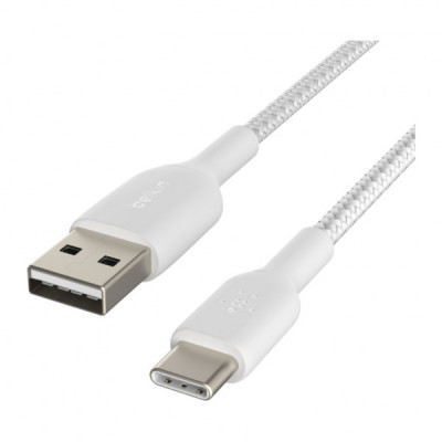 Дата кабель USB 2.0 AM to Type-C 1.0m BRAIDED white Belkin (CAB002BT1MWH)