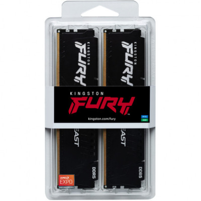 Модуль пам'яті для комп'ютера DDR5 64GB (2x32GB) 5200 MHz Beast Black Kingston Fury (ex.HyperX) (KF552C36BBEK2-64)