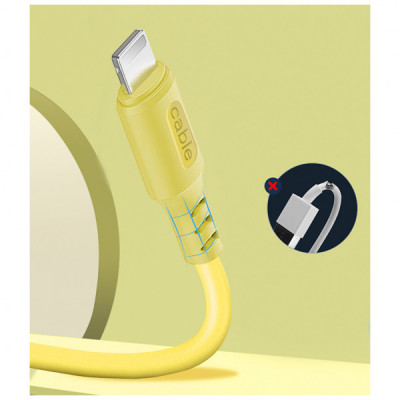 Дата кабель USB 2.0 AM to Lightning 1.0m soft silicone yellow ColorWay (CW-CBUL043-Y)