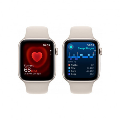 Смарт-годинник Apple Watch SE 2023 GPS 44mm Starlight Aluminium Case with Starlight Sport Band - S/M (MRE43QP/A)