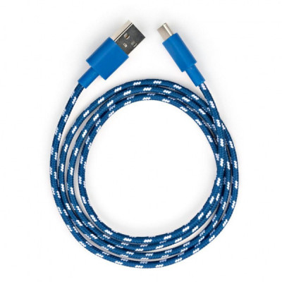 Дата кабель USB 2.0 AM to Type-C 2color nylon 1m blue Vinga (VCPDCTCNB31B)