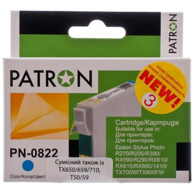 Картридж Patron для EPSON R270/290/390/RX590 CYAN (PN-0822) (CI-EPS-T08124-C3-PN)