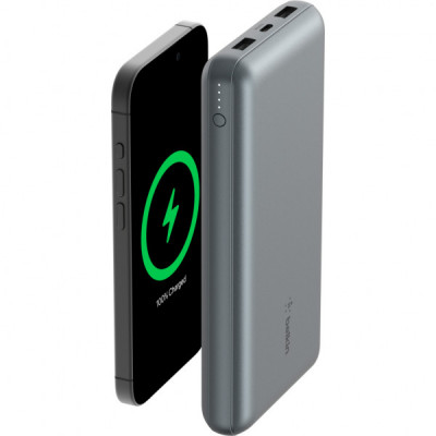 Батарея універсальна Belkin 10000mAh 15W 2xUSB-A, USB-C Gray (BPB011BTGY)
