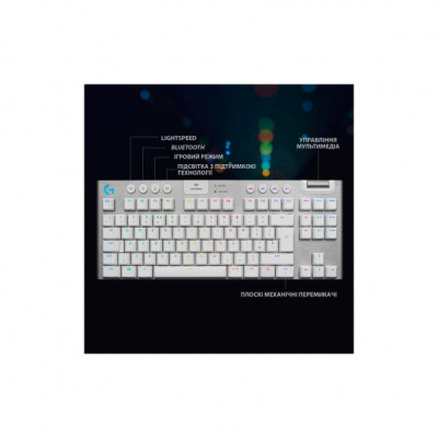 Клавіатура Logitech G915 TKL Tenkeyless Lightspeed RGB Tactile UA White (920-009503)