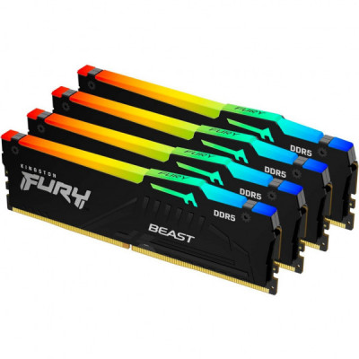 Модуль пам'яті для комп'ютера DDR5 128GB (4x32GB) 5600 MHz Beast RGB XMP Kingston Fury (ex.HyperX) (KF556C40BBAK4-128)