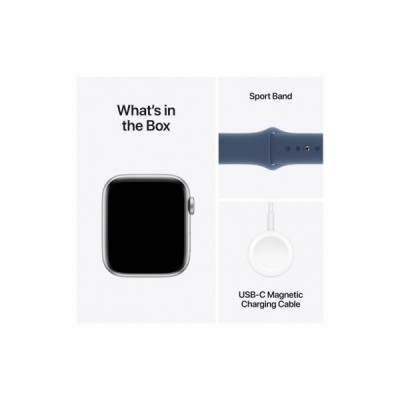 Смарт-годинник Apple Watch SE 2024 GPS 44mm Silver Aluminium Case with Denim Sport Band - S/M (MXEQ3QH/A)