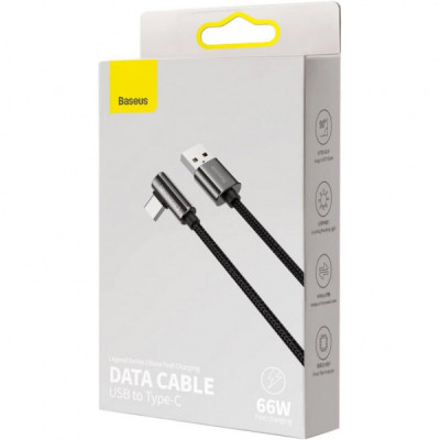 Дата кабель USB 3.1 AM to Type-C 1.0m CATCS 66W 90 Legend Series Elbow Black Baseus (CATCS-B01)