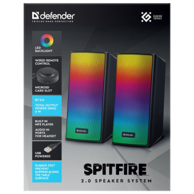 Акустична система Defender Spitfire Bluetooth Black (65047) Акустична система Defender Spitfire Bluetooth Black (65047)