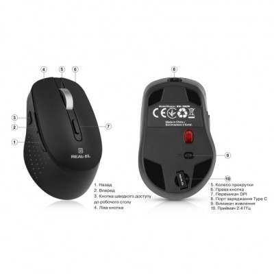 Мишка REAL-EL RM-380W Wireless Black (EL123200057)